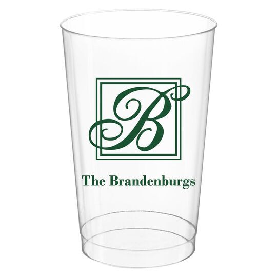Framed Initial Plus Text Clear Plastic Cups