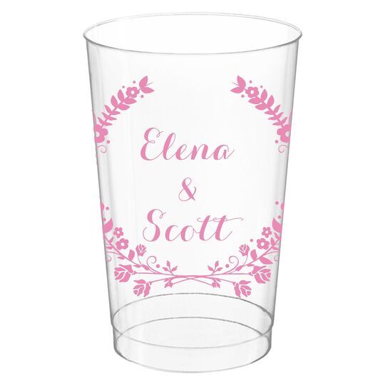 Floral Laurel Wreath Clear Plastic Cups