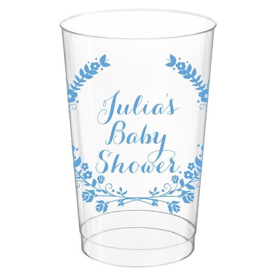 Floral Laurel Wreath Clear Plastic Cups