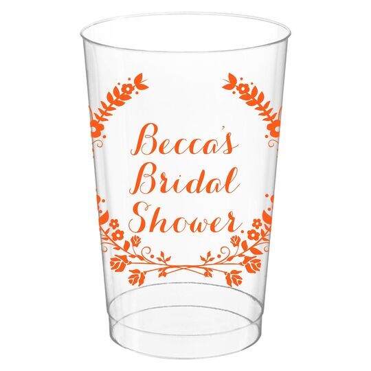 Floral Laurel Wreath Clear Plastic Cups