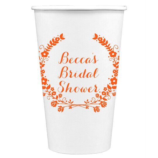 Floral Laurel Wreath Paper Coffee Cups