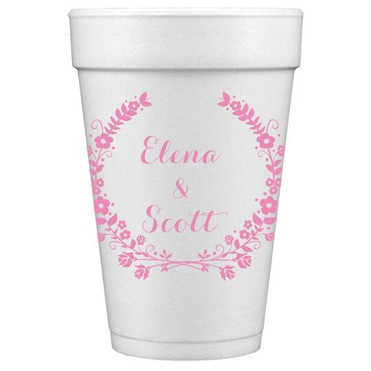 Floral Laurel Wreath Styrofoam Cups