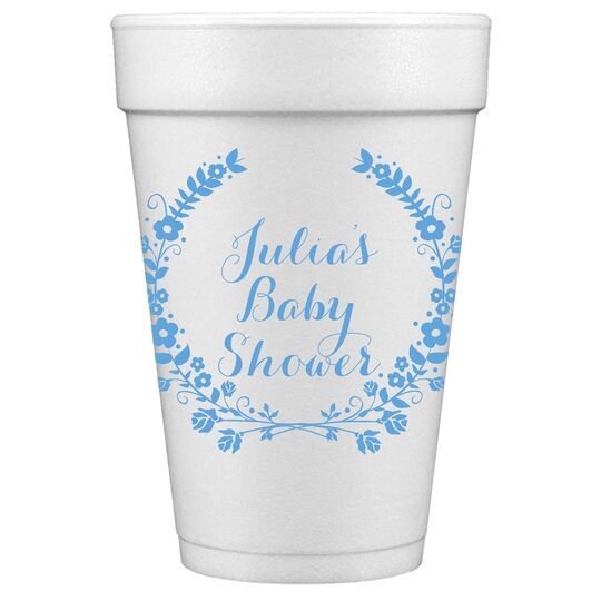 Floral Laurel Wreath Styrofoam Cups