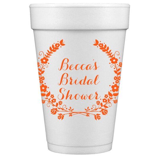 Floral Laurel Wreath Styrofoam Cups