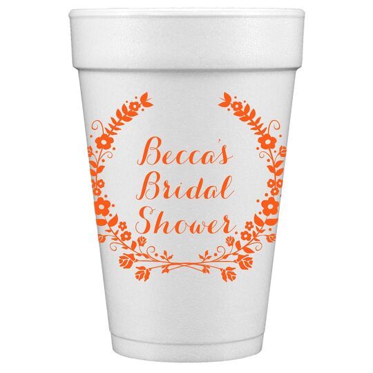 Floral Laurel Wreath Styrofoam Cups