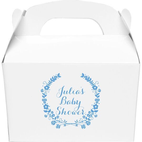 Floral Laurel Wreath Gable Favor Boxes