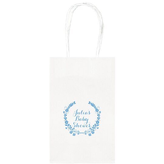 Floral Laurel Wreath Medium Twisted Handled Bags