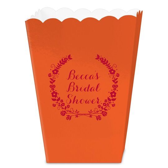 Floral Laurel Wreath Mini Popcorn Boxes