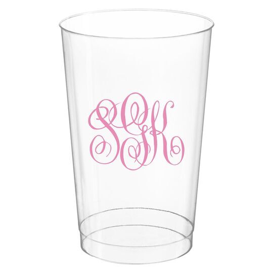 Interlocking Script Monogram Clear Plastic Cups