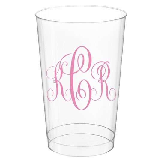 Interlocking Script Monogram with Small Initials Clear Plastic Cups