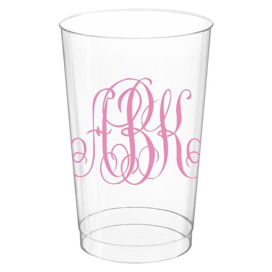 Large Interlocking Script Monogram Clear Plastic Cups