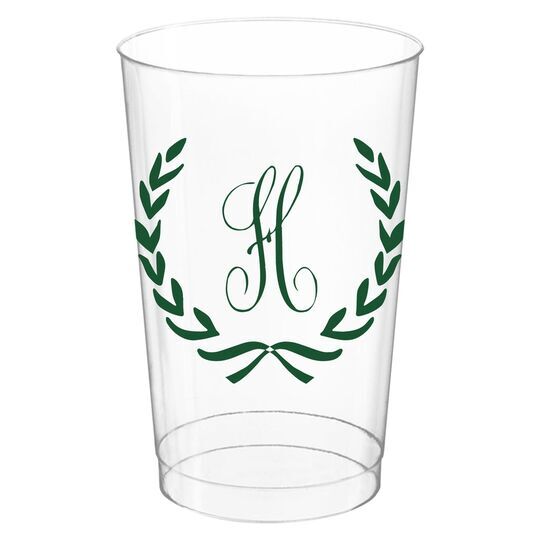 Laurel Wreath with Initial Clear Plastic Cups