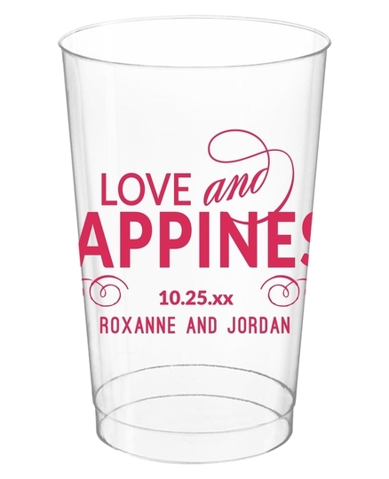 Love and Happiness Scroll Clear Plastic Cups