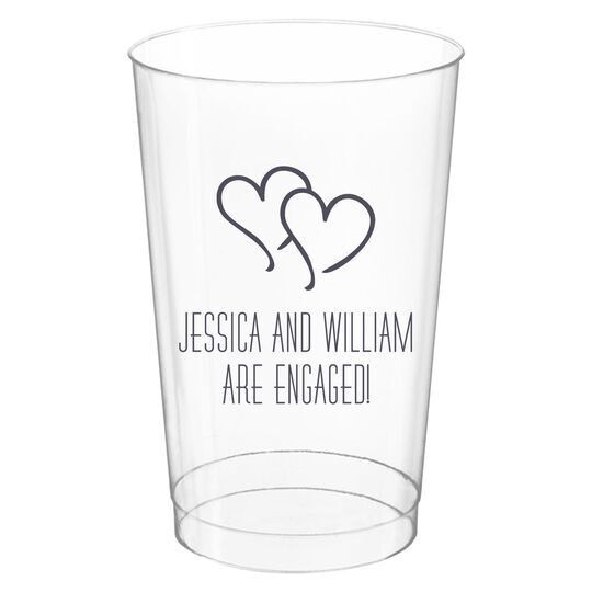 Modern Double Hearts Clear Plastic Cups