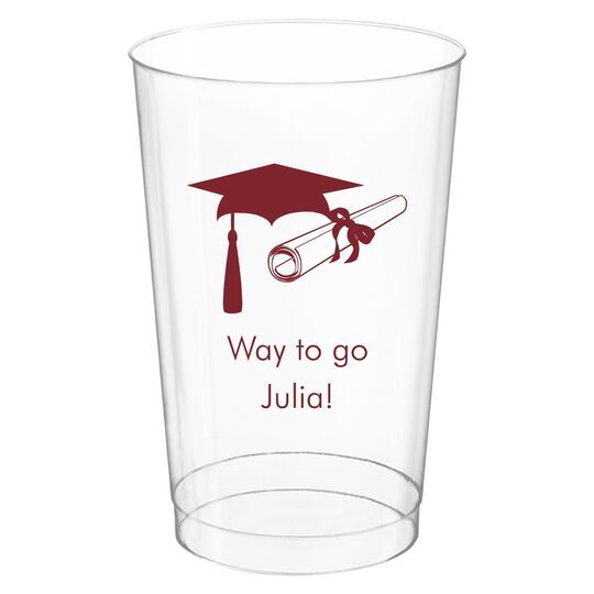 Mortar Board & Diploma Clear Plastic Cups