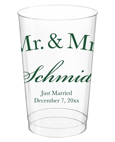 Mr  & Mrs Arched Clear Plastic Cups