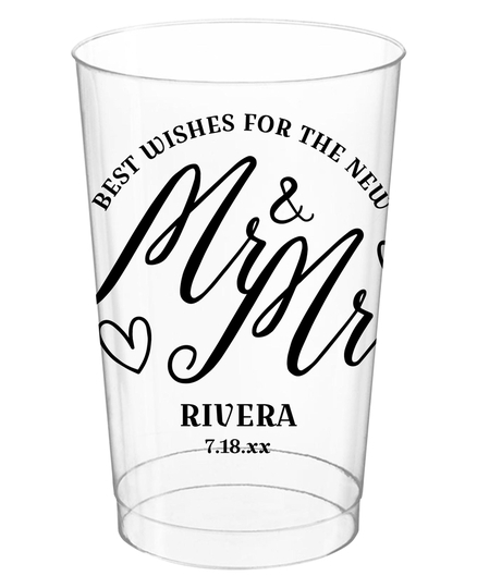 Mr. and Mrs. Best Wishes Clear Plastic Cups