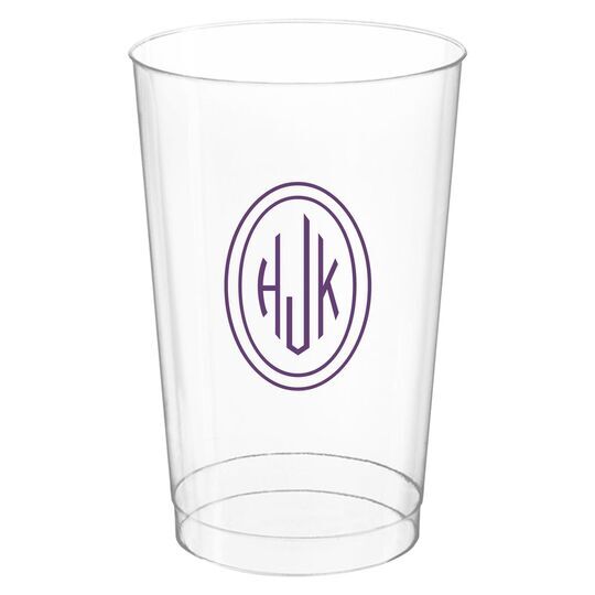 Outline Shaped Oval Monogram Clear Plastic Cups