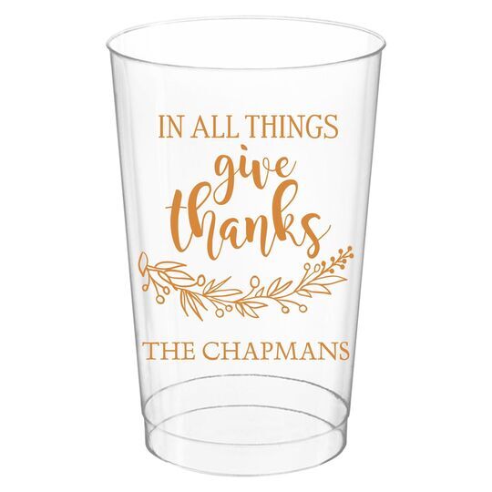 Give Thanks Clear Plastic Cups