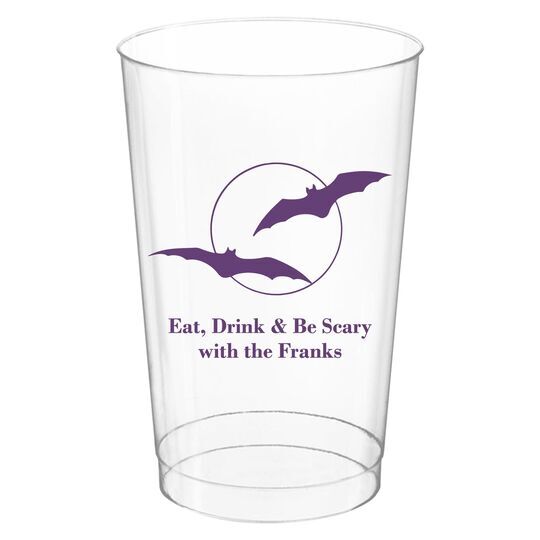 Full Moon with Bats Clear Plastic Cups
