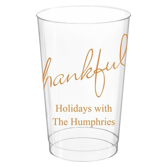 Expressive Script Thankful Clear Plastic Cups