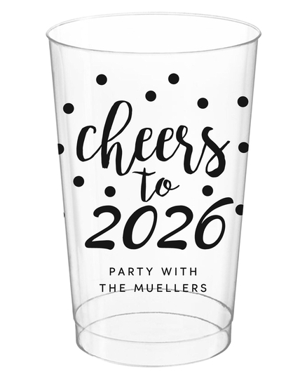 Confetti Dots Cheers to the New Year Clear Plastic Cups