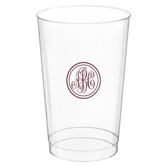 Petite Double Circle Monogram Clear Plastic Cups