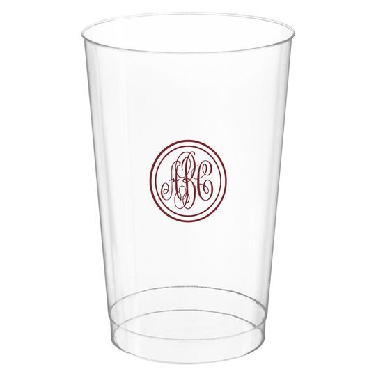 Petite Double Circle Monogram Clear Plastic Cups