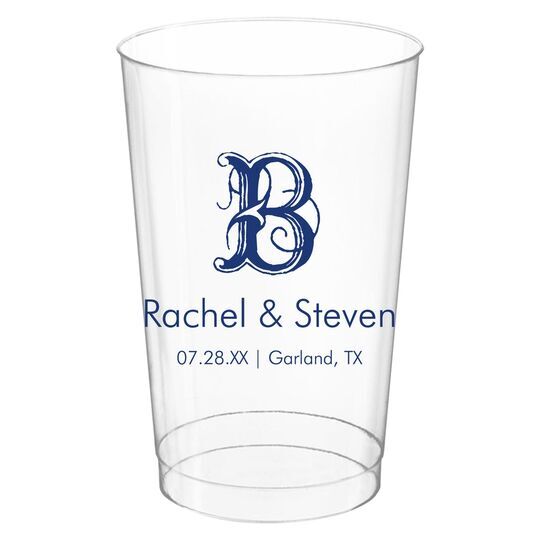 Pick Your Single Initial with Text Clear Plastic Cups