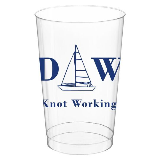 Sailboat Initials Clear Plastic Cups