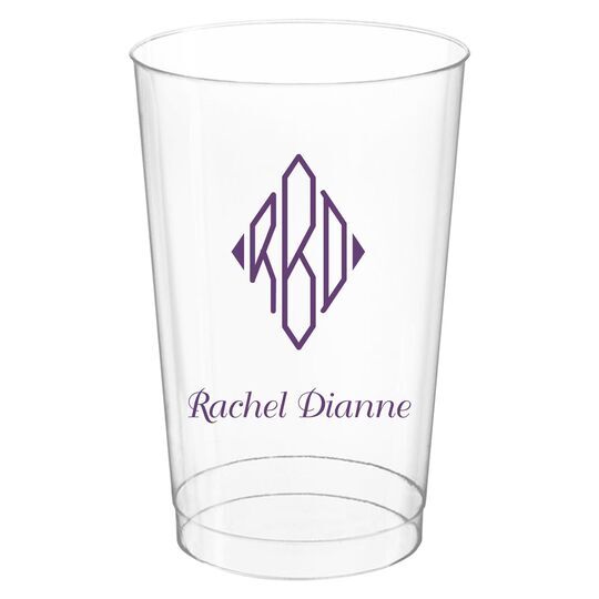 Shaped Diamond Monogram with Text Clear Plastic Cups