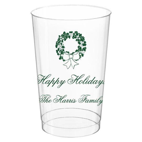 6 Crystal 14 oz Plastic Disposable Drinking Glasses Hunter Green