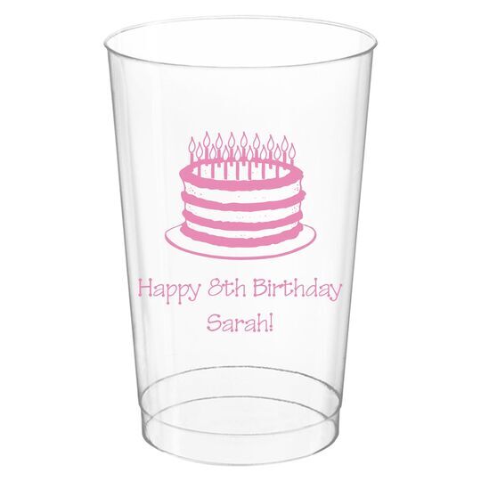 Sophisticated Birthday Cake Clear Plastic Cups