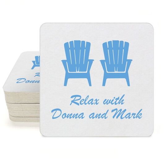 Adirondack Chairs Square Coasters