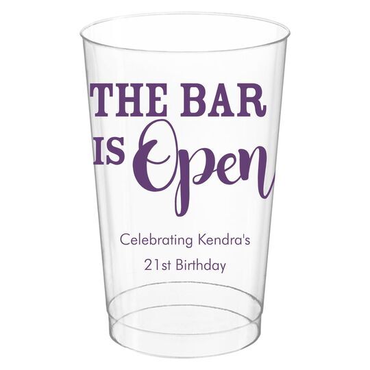 The Bar is Open Clear Plastic Cups