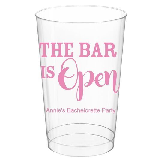 The Bar is Open Clear Plastic Cups