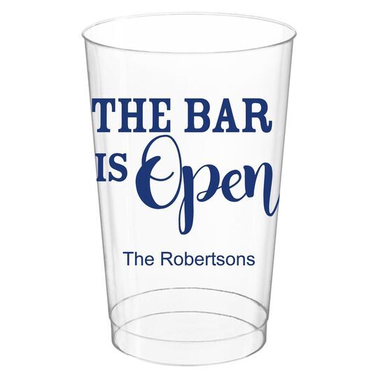 The Bar is Open Clear Plastic Cups