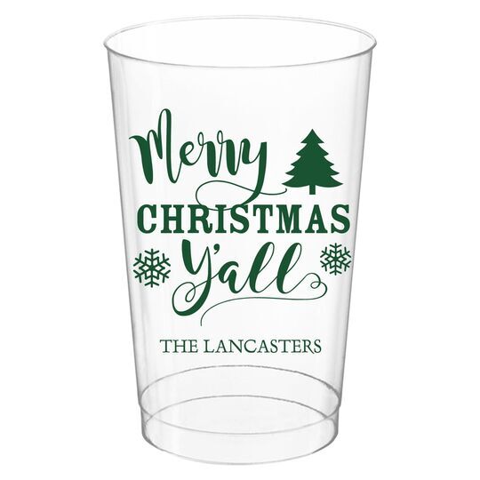 Merry Christmas Y'all Clear Plastic Cups