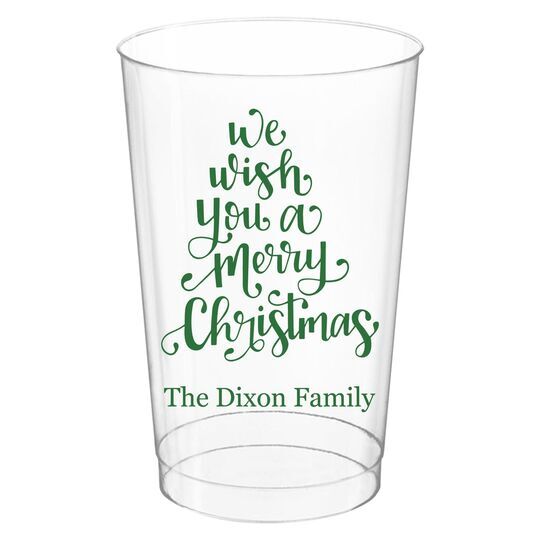 Hand Lettered Merry Christmas Scroll Clear Plastic Cups