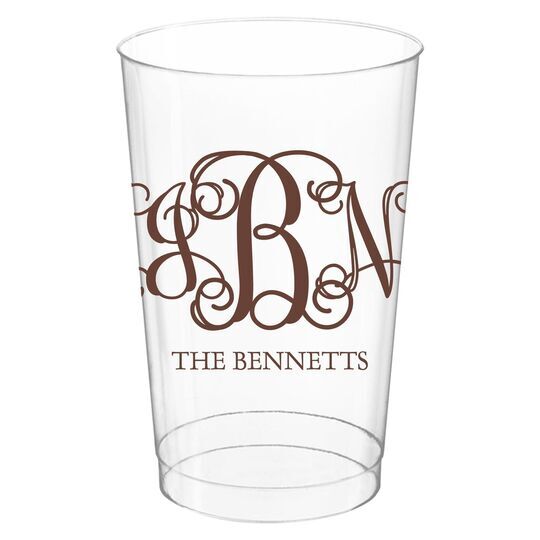 Vine Monogram with Text Clear Plastic Cups