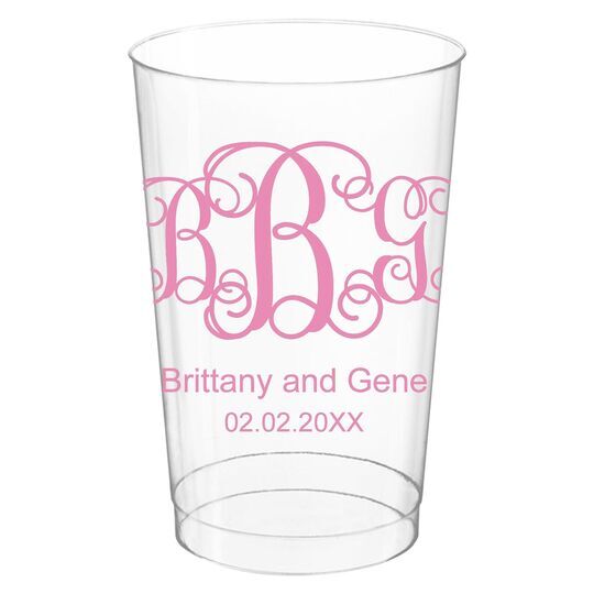 Vine Monogram with Text Clear Plastic Cups