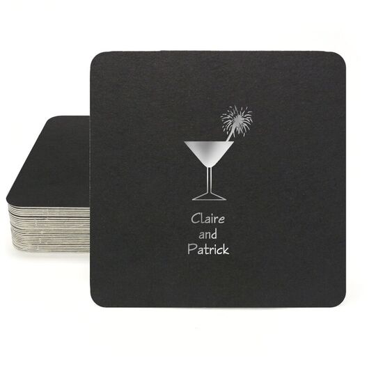 Martini Sparkler Square Coasters