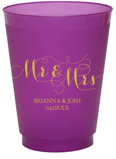 Scroll Mr & Mrs Colored Shatterproof Cups