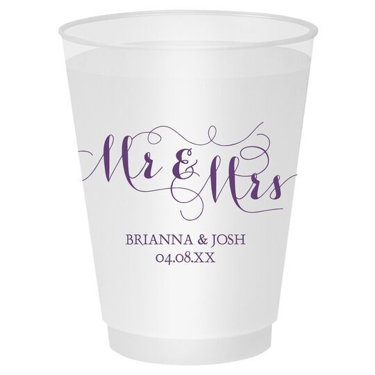 Scroll Mr & Mrs Shatterproof Cups