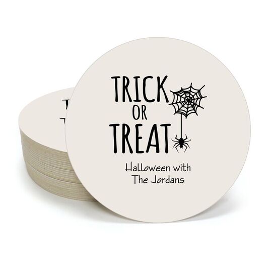 Trick or Treat Spider Round Coasters