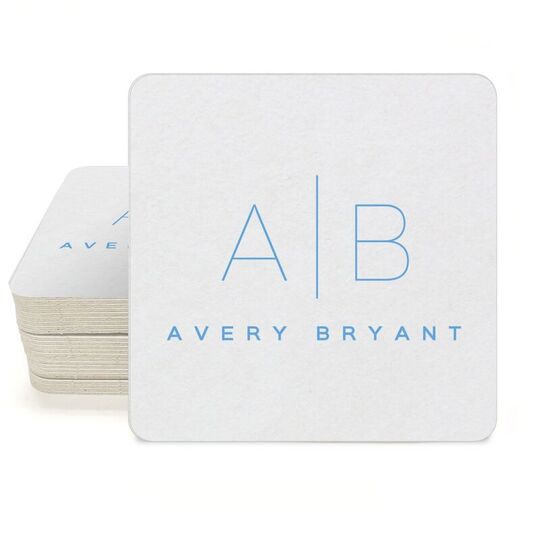 Duogram Initials Square Coasters