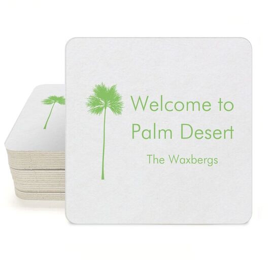 Palm Tree Silhouette Square Coasters