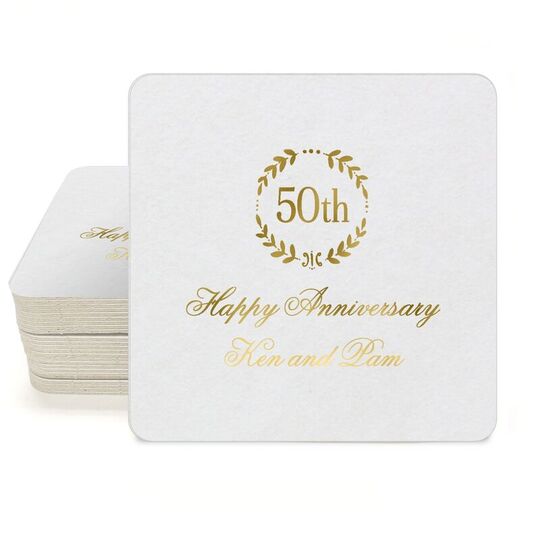 50th Wreath Square Coasters