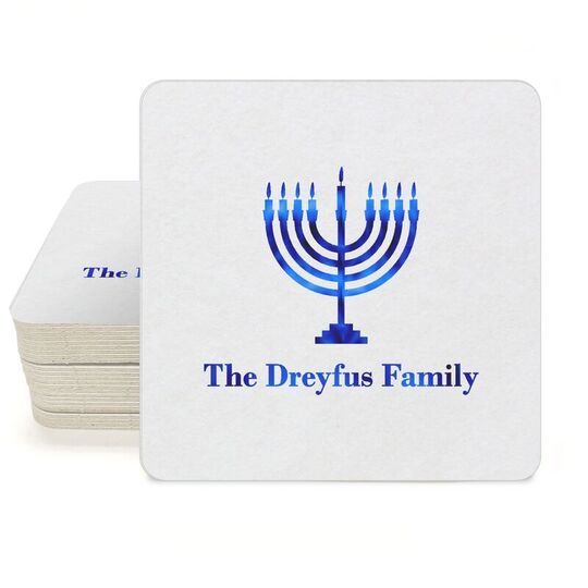 Lights of the Menorah Square Coasters
