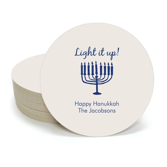 Light It Up Menorah Round Coasters